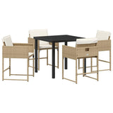 Garden Dining Set with Cushion 5 pcs Beige Poly Rattan 3380020