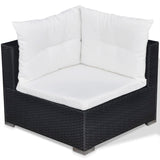 ZNTS 6 Piece Garden Lounge Set with Cushions Poly Rattan Black 42743