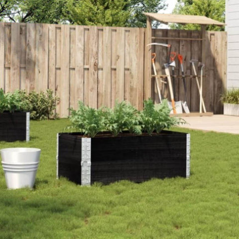 ZNTS Garden Planter Black 100x50 cm Solid Wood Pine 3295392