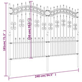 Garden Fence with Spear Top Black 240x150 cm Powder-coated Steel 151087