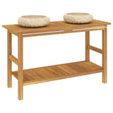Bathroom Vanity Cabinet with Cream Marble Sinks Solid Wood Teak 3096582