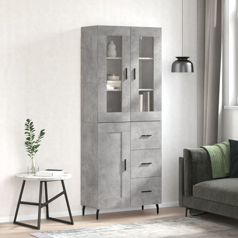 Highboard Concrete Grey 69.5x34x180 cm Engineered Wood 3198677