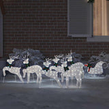 LED Reindeers 7 pcs Silver Fabric 3385891