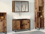 Bathroom Furniture Set with Door 2 pcs Old Wood Engineered Wood 3402468