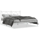 Metal Bed Frame without Mattress with Headboard White 160x200cm 376554