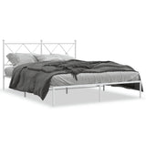 Metal Bed Frame without Mattress with Headboard White 160x200cm 376554