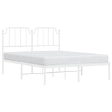 Metal Bed Frame without Mattress with Headboard White 150x200cm 373938