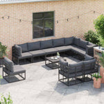 Garden Sofa Set with Cushion Black Aluminium 3378885