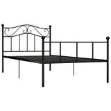 284524 Bed Frame without Mattress Black Metal 100x200 cm