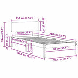 Bed Frame with Headboard Natural 90 x 200 cm Solid Pine Wood 872122
