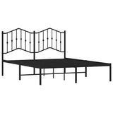 Metal Bed Frame without Mattress with Headboard Black 135x190cm 373788