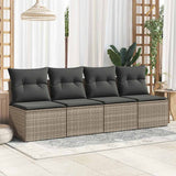 2 Piece Garden Sofa Set with Cushions Grey Poly Rattan Acacia 3325246