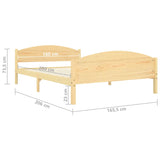 ZNTS Bed Frame without Mattress Solid Pine Wood 160x200cm 322030