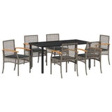 Garden Dining Set with Cushion 7 pcs Grey and Black Rattan 3380824