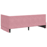 Corner Bed Frame with Headboard Pink 90 cm x 200 cm Velvet 42016391
