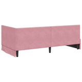 Corner Bed Frame with Headboard Pink 100 x 200 cm Velvet 42016401
