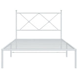 Metal Bed Frame without Mattress with Headboard White 100x200cm 376546