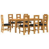 Dining Set 9 pcs Black Solid Oak Wood 3430415