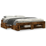 Bed Frame without Mattress Smoked Oak 150x200 cm King Size Engineered Wood 3295468