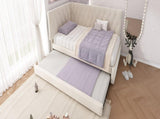 Upholstered Bed Daybed with Pull-Out Bed, 3FT Single Sofa Bed 90 x 190 cm, Ottoman Bed Trundle Beds N601P377081B