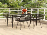 Garden Dining Set Black Powder-coated steel Medium Durable 3157854