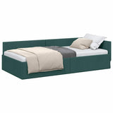 Corner Bed Frame Dark Green 80 cm x 200 cm Velvet 42016031