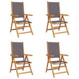 Reclining Garden Chairs 4 pcs Anthracite Fabric and Solid Wood 3214541