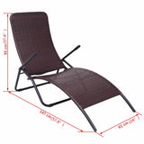 42945 Folding Sun Lounger Poly Rattan Brown