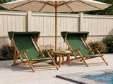 Deck Chair 2 pcs 3 Position Solid Eucalyptus Wood Green 3407812
