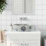 Countertop Basin Grey and Blue Oval 47x33x13 cm Ceramic 155067