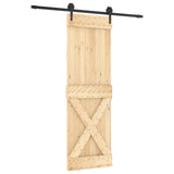 Sliding Door Natural and Black 70 x 210 cm Solid Pine Wood 3445129