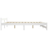 Bed Frame White Solid pine wood, plywood 200x200 cm Durable 322004