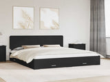 Bed Frame with Headboard Black 200 x 200 cm Engineered Wood 3412743