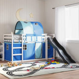 Bunk Bed without Mattress with Slide and Curtains Blue 90x190 cm Single 3284156