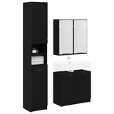 Bathroom Cabinet Set with Shelf 3 pcs Black Oak Engineered Wood 3416110