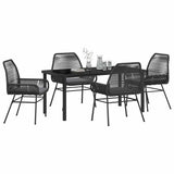 Garden Dining Set with Cushion 5 pcs Black Poly Rattan 3380872