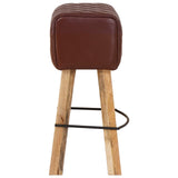 Bar Stool 2 pcs Brown Diamond 44 x 33 x 74 cm Real Leather 42042124