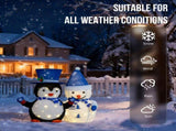 Set of 2 Lighted Plush Penguin and Snowman Christmas Decorations, Pre-lit Pull Up Holiday Decor with 46065456
