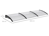Front Door Canopy, Outdoor Awning, 303 x 96cm Rain Shelter for Window, Porch and Front/Back Door, T3398P314729