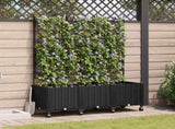 Garden Planter with Trellis&Wheels 3 pcs Black PP 3423077