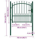 Fence Gate EMMEN with Spikes Steel 104x97 cm Green 146393