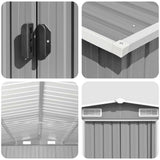 Garden Shed 257x392x181 cm Metal Grey 143345