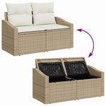 Garden Sofa with Cushion Beige 123 x 62 x 69cm Poly Rattan 42006786