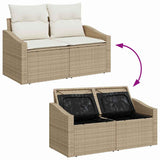 Garden Sofa with Cushion Beige 123 x 62 x 69cm Poly Rattan 42006786