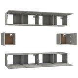 6 Piece TV Cabinet Set Concrete Grey Engineered Wood 3114361