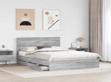 Bed Frame with Drawer Grey Sonoma 140 x 190 cm Engineer Wood 3411837
