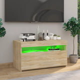 TV Cabinet with LED Lights Sonoma Oak 75x35x40 cm 804397
