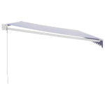 Retractable Awning Blue and White 5x3 m Fabric and Aluminium 3154425