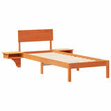 Bed Frame with Headboard Wax Brown 75 x 190 cm Solid Pine Wood 873474