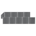 WPC Fence Set 9 Square + 1 Slanted 1657x186 cm Grey 3053241